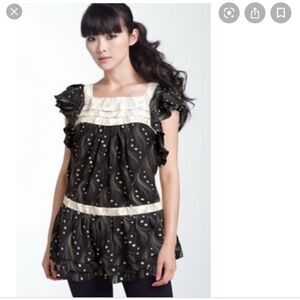 Anthropologie Leifsdottir 100% Silk Ruffle Tunic Blouse